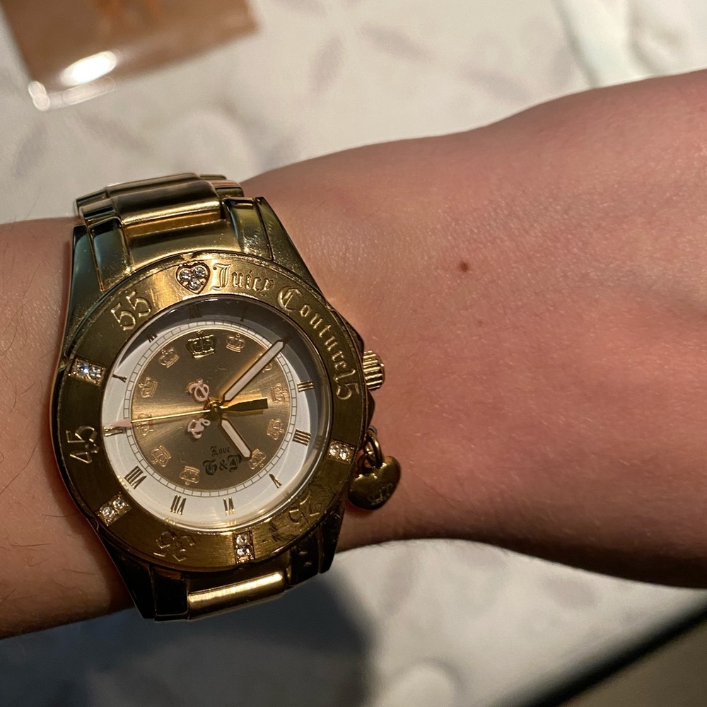 Vintage JUICY COUTURE GOLD WATCH WITH DIAMOND RHINESTONES